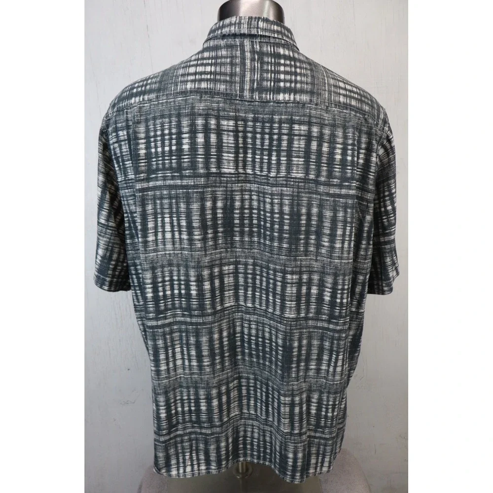 Mens Tommy Bahama Hawaiian Shirt Size 3XL Silk Green Geometric Button Front